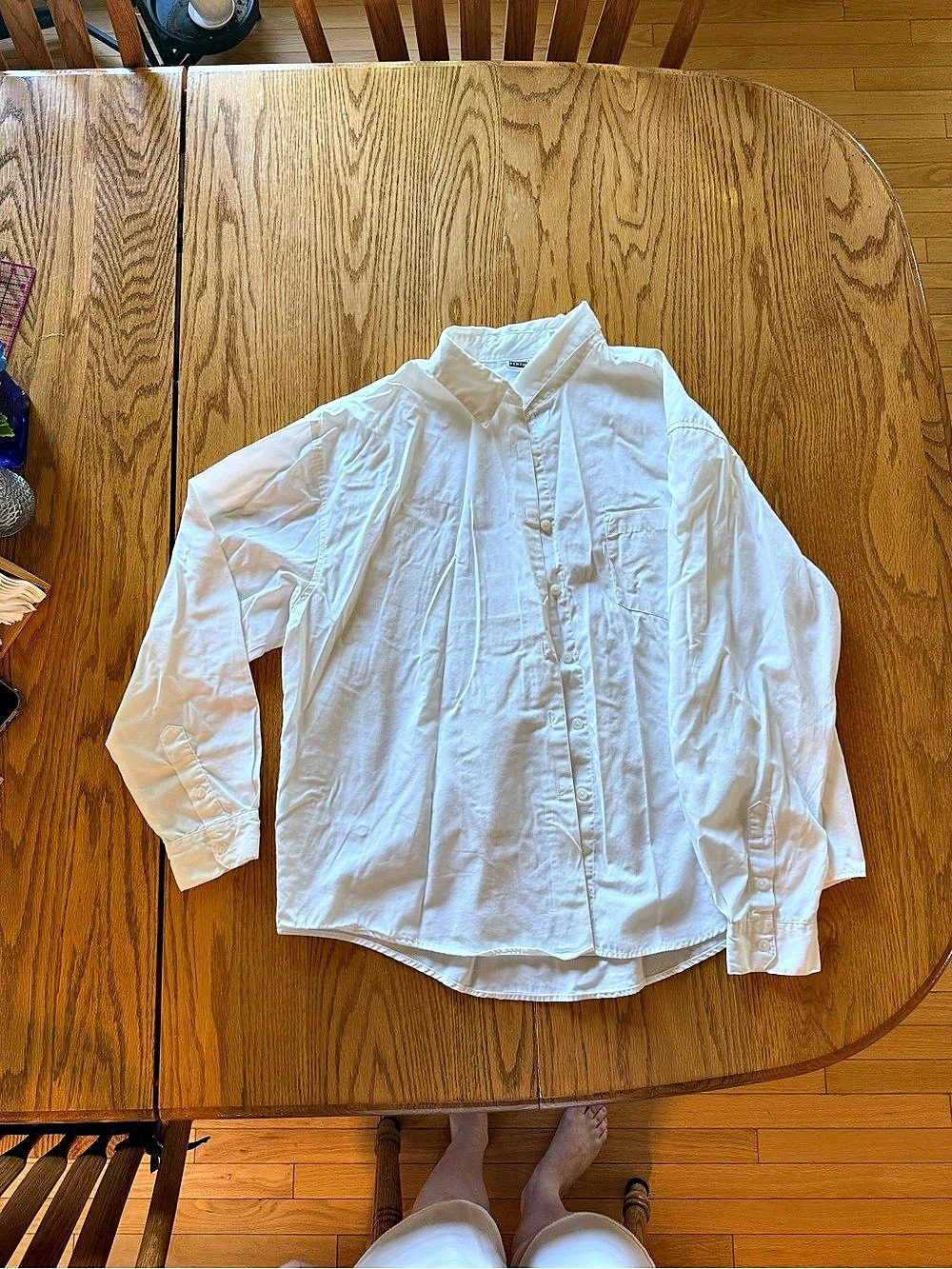 Basic Editions Women's Button Down Shirt White Medium